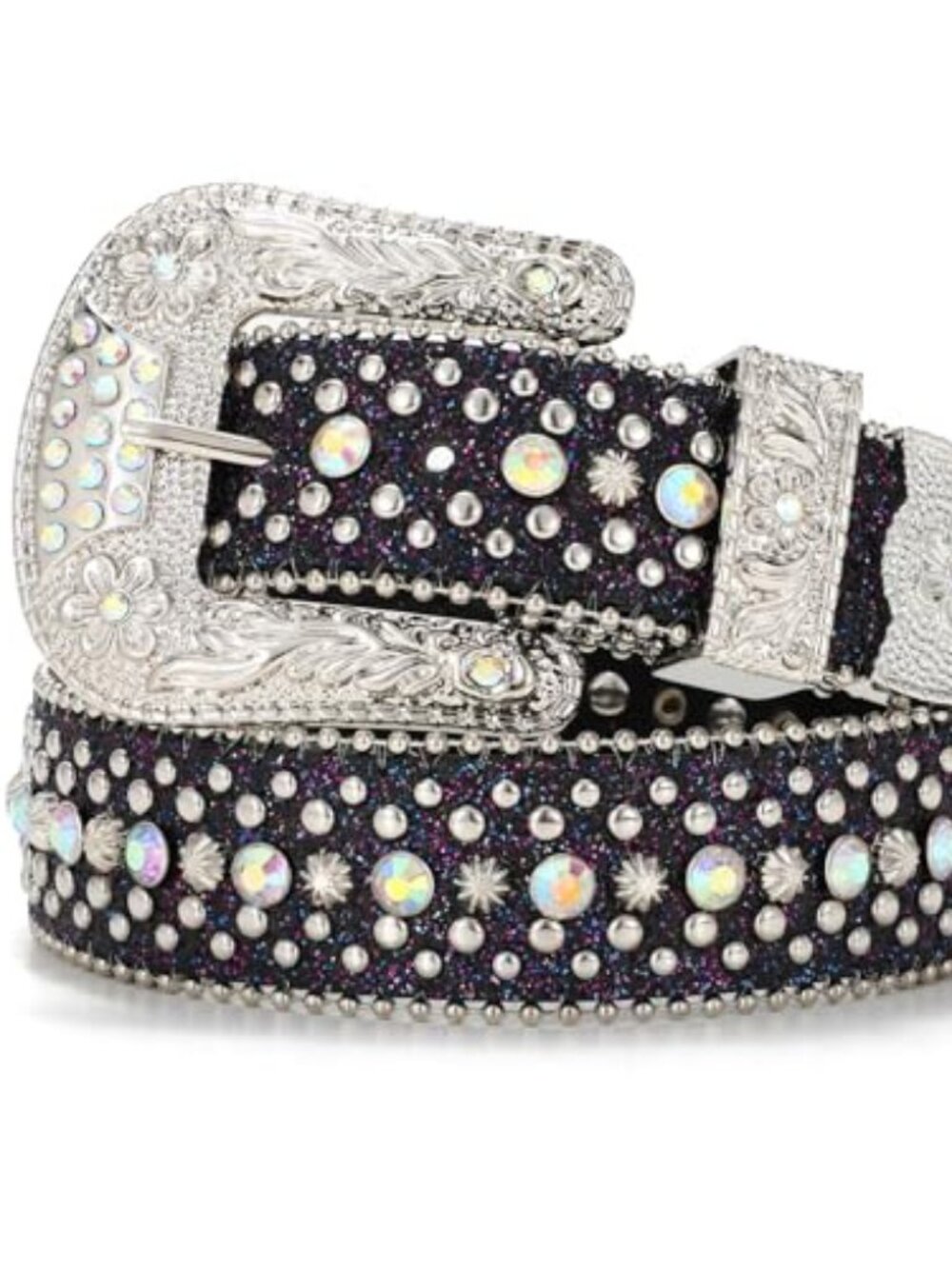 Rhinestone Belt Goth Bling Belts for Women Men Sparkly Western Cowboy Belt